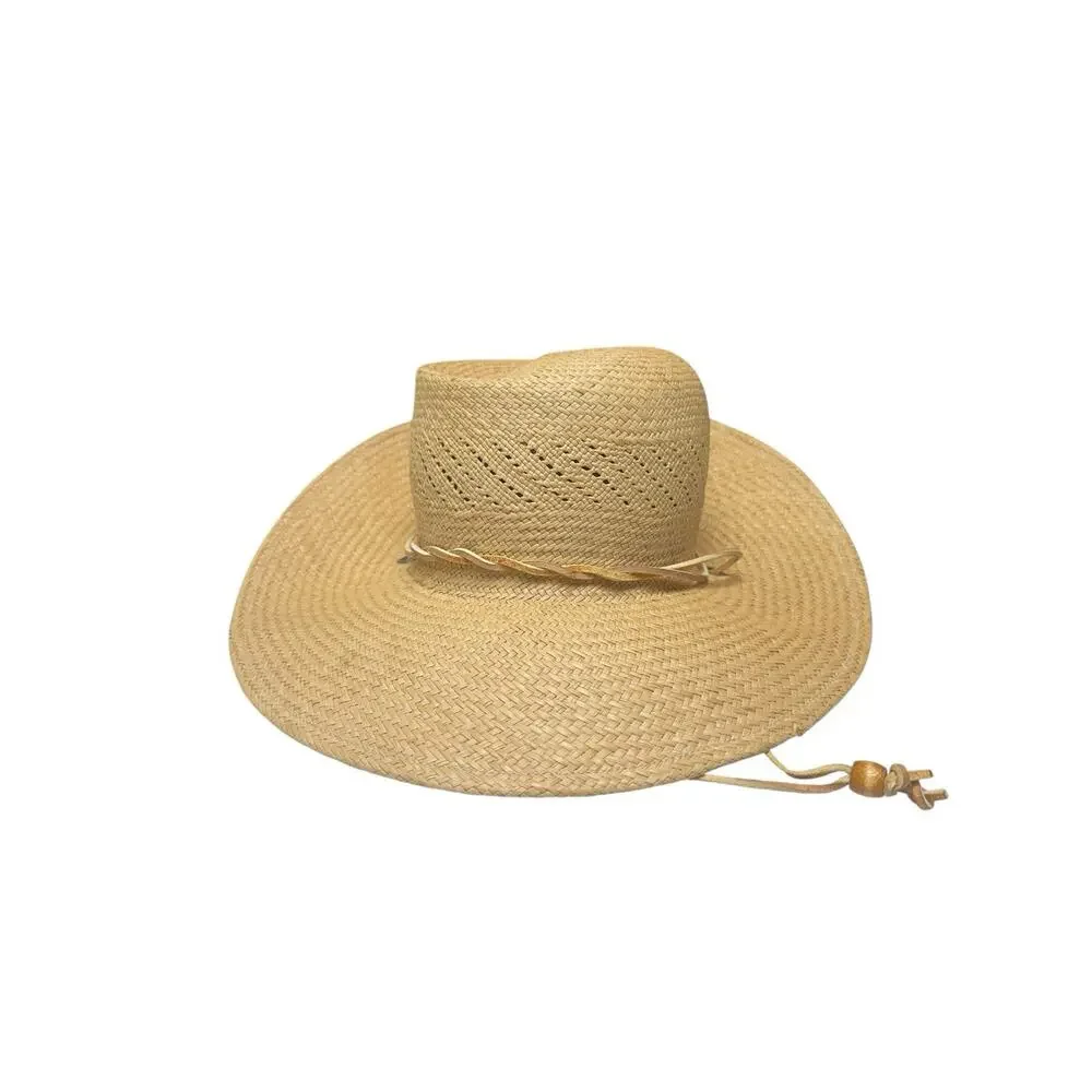 Vintage S.G. Green Straw‎ Rancher Hat Western Sun Hat Coastal Cowgirl Boho